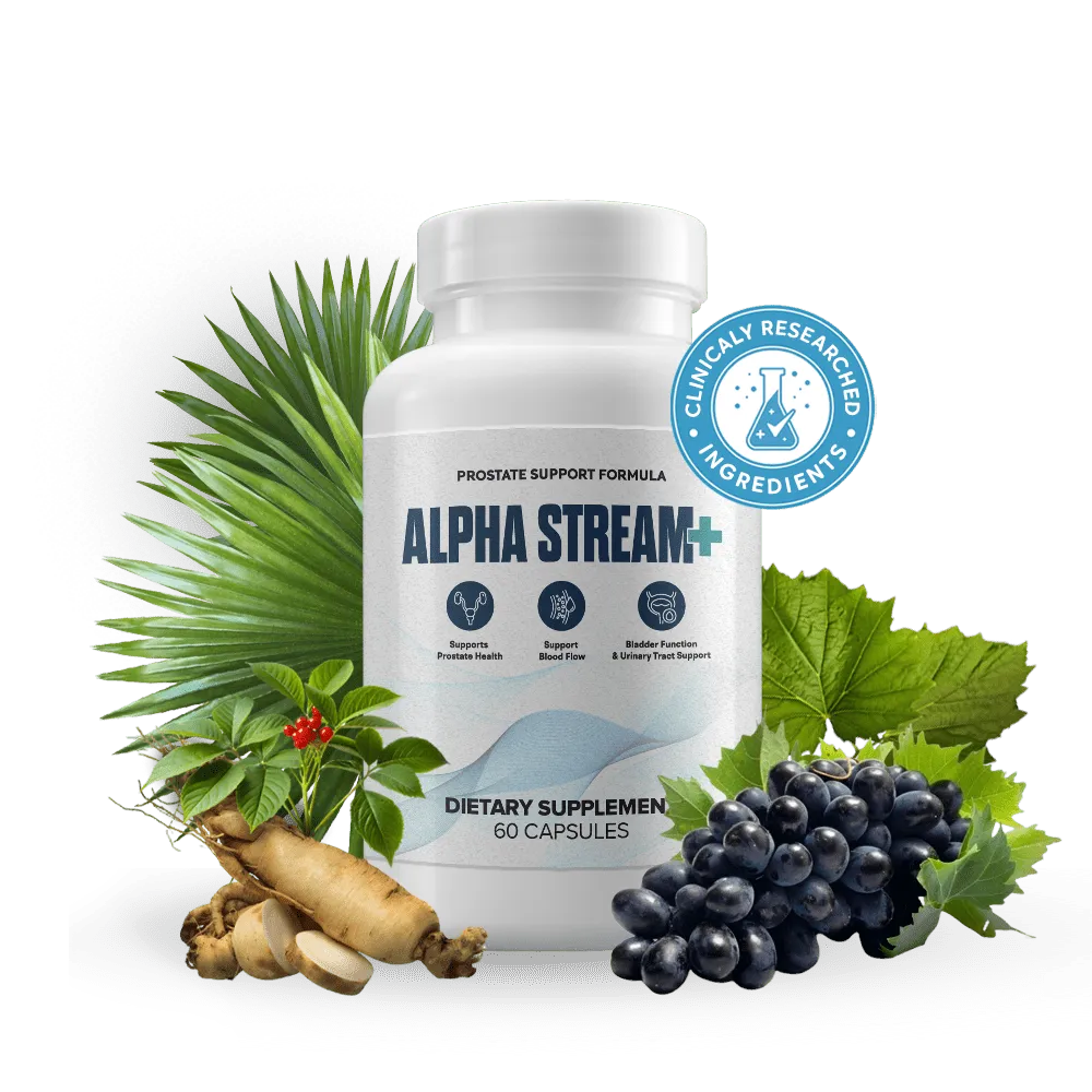 Alpha Stream Plus single bottles plus ingredients